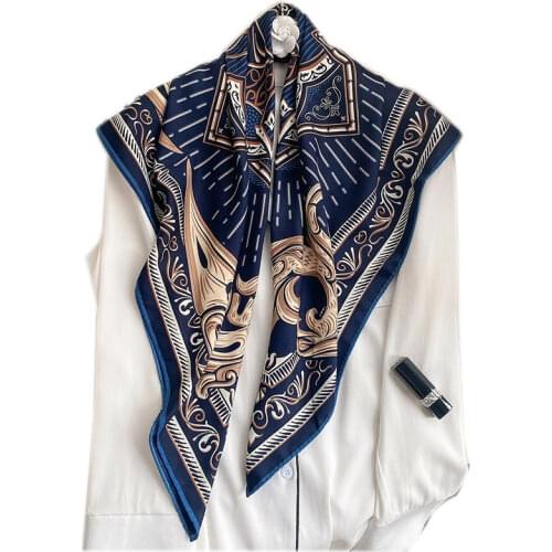 Lady Scarf Square Hijab Neck Foulard 2021 Twill Silk Large Scarves Kerchief Female Soft Headband Spring New Wraps Bandana Hijabs