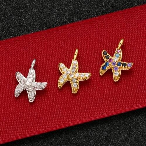 ZHUKOU 8x11mm brass crystal small star pendant Charms for womens handmade DIY necklace earring jewelry accessories Model: VD553