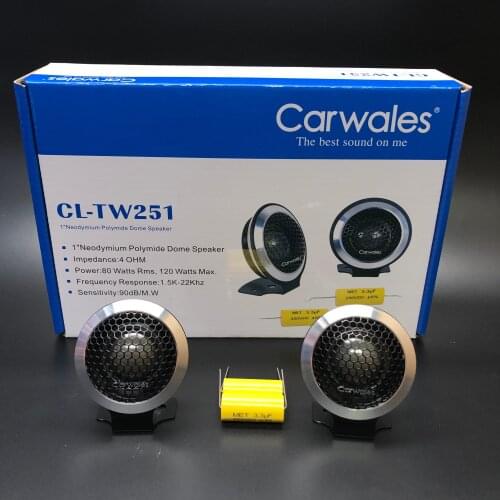 1Set Tweeter Speakers Aluminum Tweeters Hifi Car Tweeter Car Audio Black Dome Tweeter Loudspeaker Car Speaker For Stereo Treble