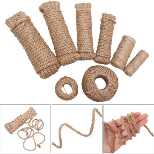 10/50/100Meter Natural Jute Rope Twine Hemp Cat Pet Scratching Cord String Burlap Ribbon Gift Wrapping Wedding Party Decoration