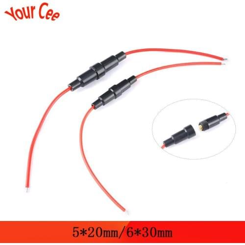 10pcs 5*20mm 6*30mm Glass Fuse Holder Screw 5x20mm 6x30mm Fuse Tube with Wire Cable Spring Male and Female Shell
