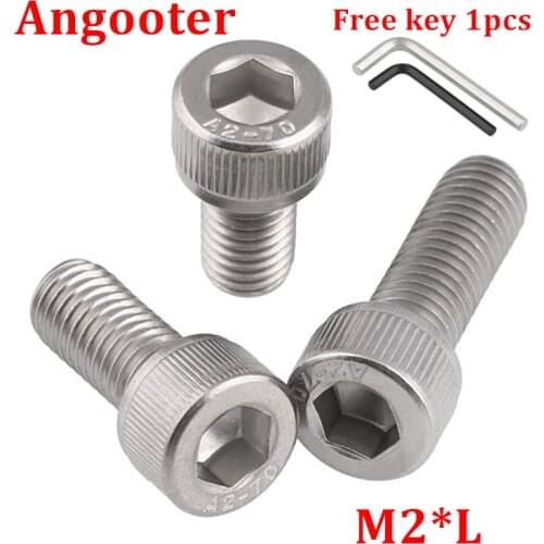 100pcs DIN912 M2 Hexagon Socket Head Cap Screw 304 stainless steel Hex allen socket head screw Bolts M2*3/4/5/6/8/10/12/14/16/20