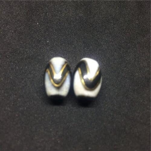 2pcs/lot Inlay Copper Silk Single Tiger Tooth Dzi Beads 8MM*12MM Natural Agate Stone DYI Beads for Bracelet High Quality