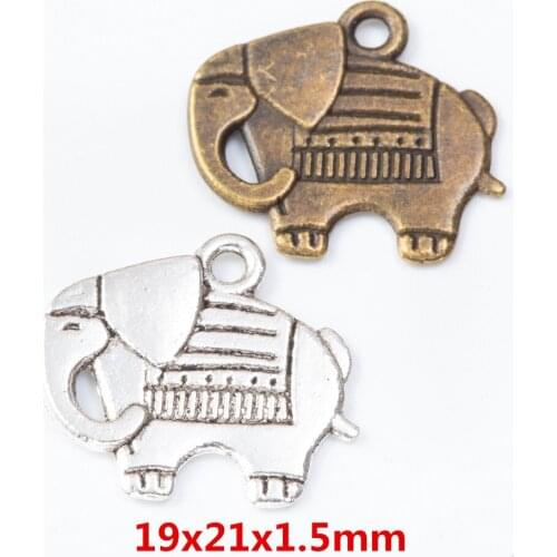 35 pieces of retro metal zinc alloy elephant pendant for DIY handmade jewelry necklace making 7510