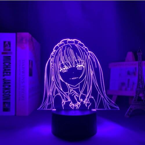 Anime 3d Lamp Date A Live Kurumi Tokisaki LED Night Light for Room Decor Nightlight Birthday Gift Manga Date A Live Neon Light