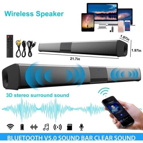 Wireless Bluetooth Sound Bar Speaker Bass Stereo Theater Home TV Subwoofer w/ FM Supported for PC Theater TV Speaker