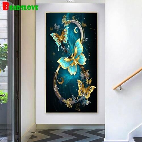 Blue butterfly large 3 d handmade full round diamond embroidery,5 d cross stitch sets,mosaic diamond painting wall art