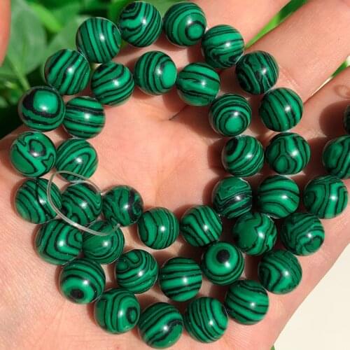 Natural Stone Beads Green Malachite Charm Round Loose Beads For Jewelry Making Needlework Bracelet Diy Strand 4/6/8/10/12MM