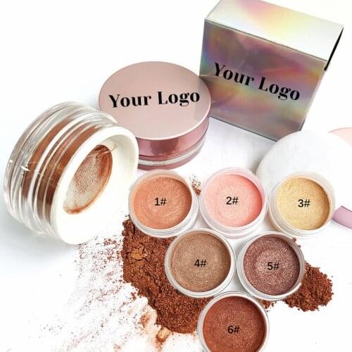 Private Label Loose highlighter Powder Pigment Glitter Face Makeup No Logo Bronzer Shimmer Brighten Loose Powder Wholesale
