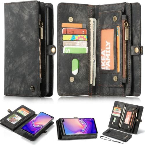 CaseMe Zipper Wallet Phone Case For Samsung Galaxy Note 10 Multi-Function Detachable Card Cases For Galaxy S8 S9+ Note 8 9 S10 e