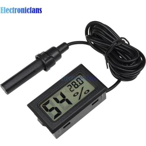 Mini Probe LCD Digital Thermometer Hygrometer Temperature Humidity Indoor Meter Digital Display -50 ~ 70 Degrees Celsius