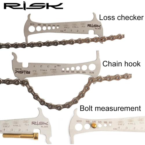 RISK Bicycle Chain Checker Bike Chain Wear Loss Indicator Checker Gauge Cycling Bolt Measurement Portable Bicycle Repair Tool