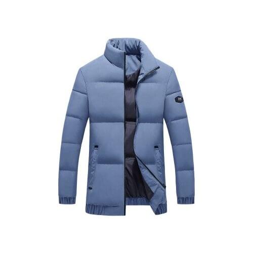 Mens Down Jacket Stand Collar Duck Down-Filled Coat Black Color Winter Warm Jacket