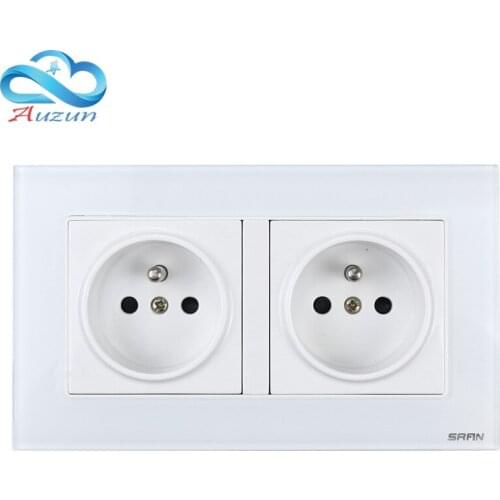 Double French Wall Socket Eu Standard Glass Reinforced Plastic Plug Round 2 Hole Socket With Cylinder 16A