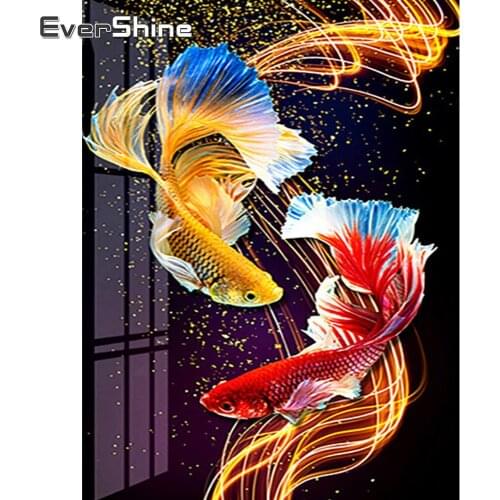 EverShine 5D Diamond Painting Fish Cross Stitch Diamond Mosaic Animals Picture Rhinestones Mosaic Art Kits Bead Embroidery Gift