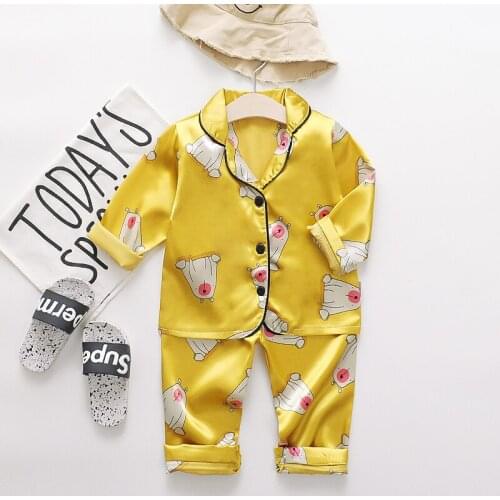 IENENS Baby Pajamas Clothes Long Sleeves Sleepwear Boys Girls Clothing Sets Child Nightdress 1 2 3 4 Years Kids Nightclothes