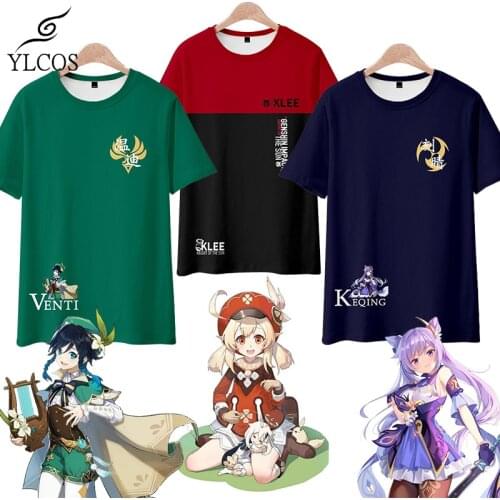 Game Genshin Impact T-Shirt Keqing Klee Venti Diluc Razor Qiqi Costume Cosplay For Unisex Fashion Suit