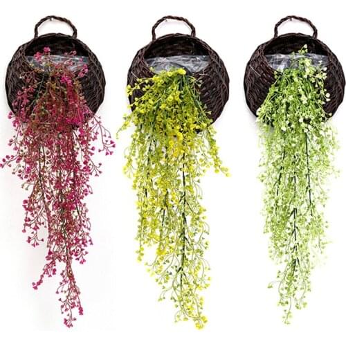 Artificial Plants Green Grass Simulation Plant Vine For Home Garden Wall Decoration Simulation Grass Fake Plant Plastic Flowers