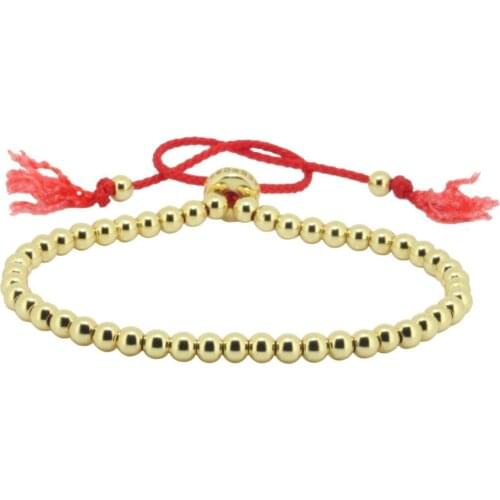 Anil Arjandas Bracelets for Women, 24K Gold Color 4mm Beads and Feather Shape Rope, Macrame Braiding Bracelets as wholesale