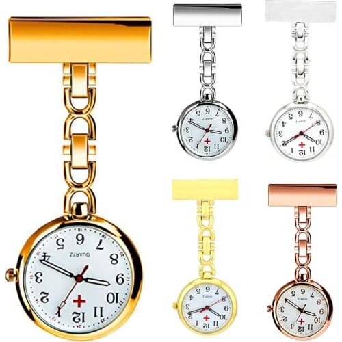 Classic Alloy Rose Gold Fob Nurse Watch Quartz Analog Brooch Medical Nurse Pocket Watch Gift