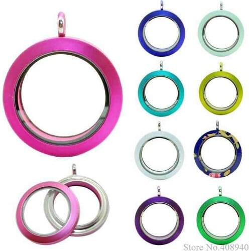 Diylocket 30mm Round twist living locket Colourful floating charm locket (chains included for free) LSFL025