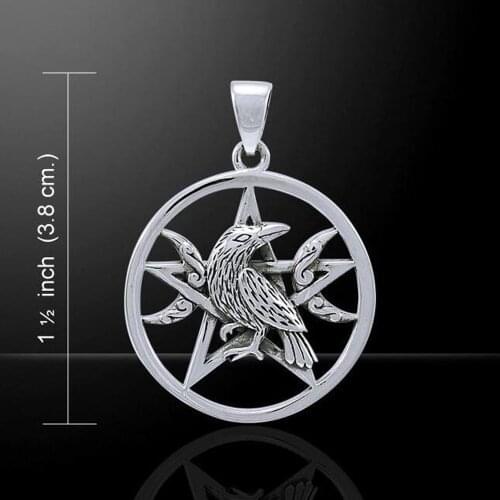 Raven Moon Pentacle Pendant in . Dark Moon Morrigan Crow Magick Pendant 2017 Vintage Charms for Making Jewelry