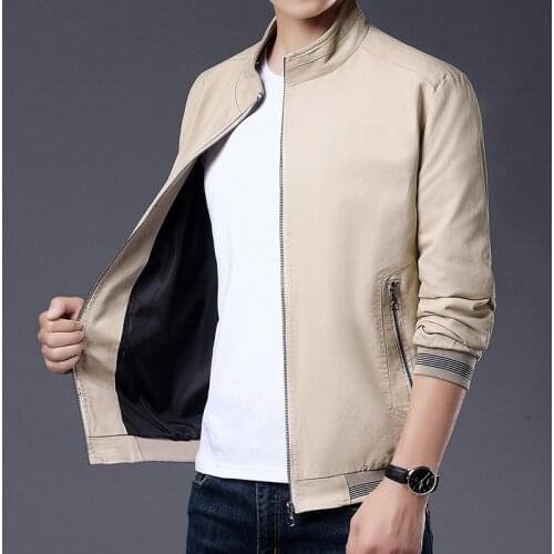 MANTLCONX 2021 New Zipper Jacket Men Quality Cotton Jacket Male Spring Autumn Slim Fit Coat Mens Outerwear Brand Mens Clothing