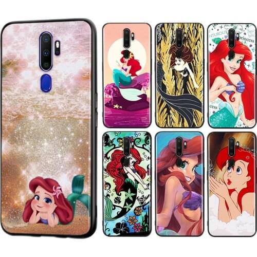 The Little Mermaid lovely for OPPO A11 X A9 A94 A93 A72 A73 A53 S A32 A31 A52 A92 A72 A12E A1K A12 A5 AX7 2020 Black Phone Case