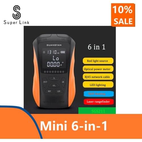 Mini 6-in-1 multifunctional optical power meter OPM visual fault locator network cable test fiber optic tester 5km 15km VFL LED