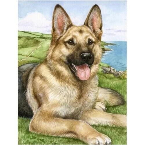 German Shepherd Animal Cross Stitch Kits Needlework Sewing Embroidery Crafts 14ct Unprinted DIY Arts Handmade Home Decor
