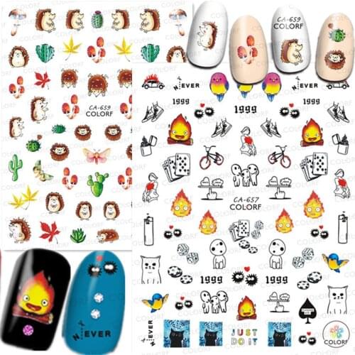 Newest CA-657 659 design nail stickers art 3d Japan style nail decals back glue DIY decoration tools