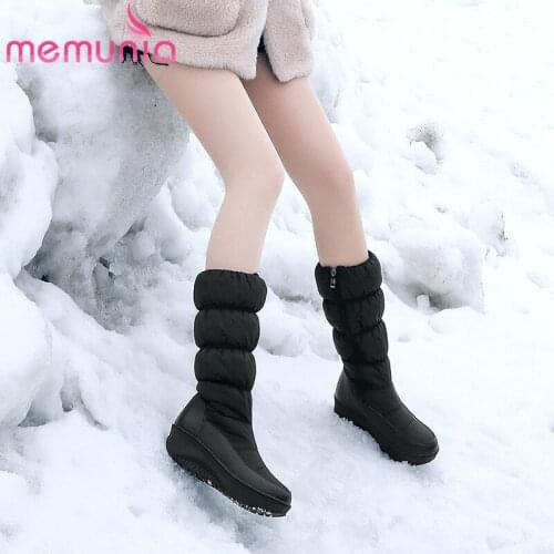 MEMUNIA 2020 new arrival snow boots wedges platform shoes womens mid calf boots thick fur keep warm ladies winter boots women