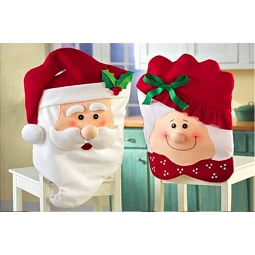 New Year Mr & Mrs Santa Claus Natal Navidad Indoor Christmas Decorations for Home Ornament Kitchen Dinner Christmas Chair Covers