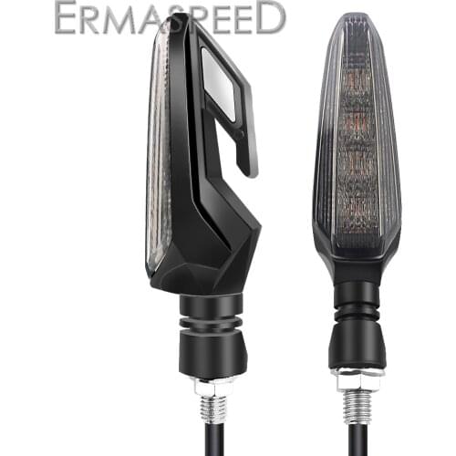 Pair Motorcycle LED Turn Signals ABS Plastic Amber Flashing Off Road Warning Lamp DRL Indicator Blinker for Motorbike Scooter