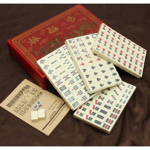 Portable Chinese Mahjong With Mahjongg Box Adult Travel Game Toy Practical Durable Engraved Tiles Home Party Interactive Game