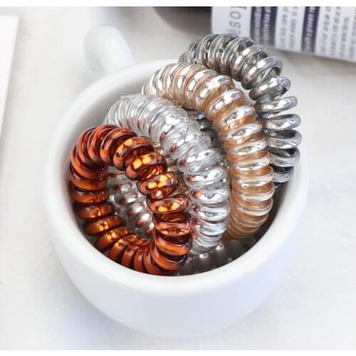 10pcs/lot Fashion Shining Metal Colored Women Scrunchies Telephone Wire Line Hair Rubber Bands Elastic Hairbands Rope for girls