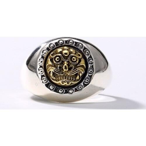 Silver S925 Pure Silver Gluttonous Beast, Retro Personality, Domineering Male Opening Ring Ring Thai Silver Wholesale