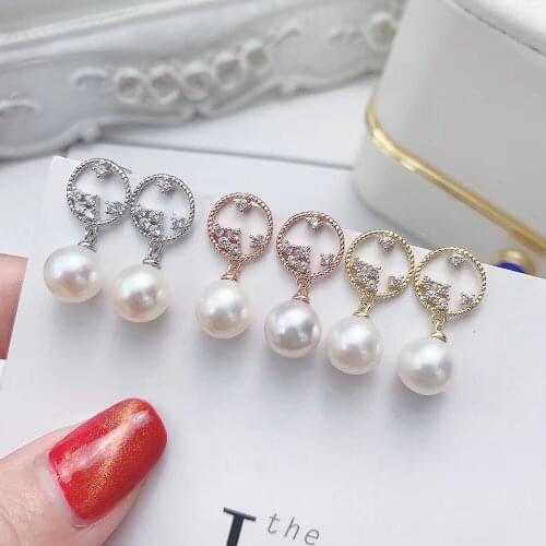 925 Sterling Silver Charm Earrings Beautiful Mountings Findings Jewelry Parts Fittings for Pearls Beads Stones Agate Corals