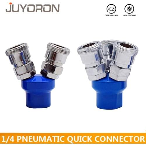 Two-way Three-way Pneumatic Fittings C Type Quick Compressor Coupler for Pump Pneumatic Tools Round Auto-lock Connector Set