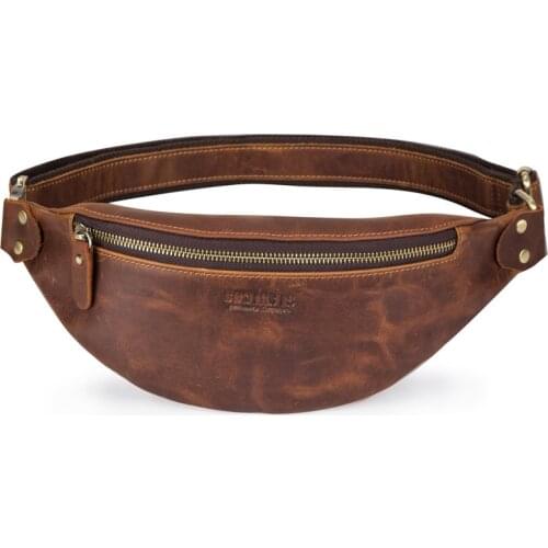 Men Fanny Pack Man Sports Running Cycling Genuine Leather Waist Bag Pack Male Fashion Shoulder Belt Bag Travel Phone Pouch Bags