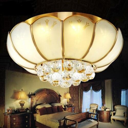 Led ceiling lamps European crystal lamp copper lighting lamp lighting lamp to warm the bedroom living room TD1 light ya74