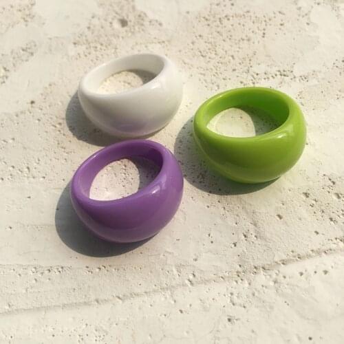 UJBOX US Size 7-8 Acrylic Resin Ring for Women Girls White Green Purple Ring Jewelry Accessories Wholesale Bulk
