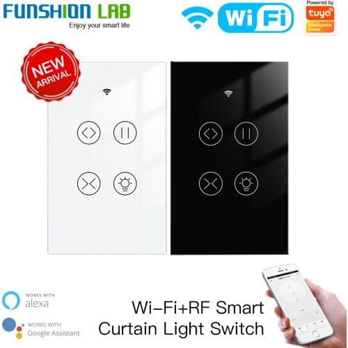 New Tuya Smart WiFi RF Glass Panel Curtain Light Touch Switch Smart Life App Remote Control Google Home Alexa Voice Control
