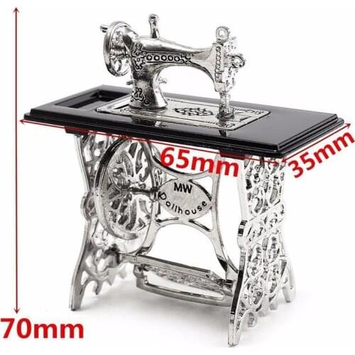 Vintage Miniature Sewing Machine Furniture Toys Gifts For 1/12 Doll House Decor Retro Children Toys Accessories Miniatura Toy