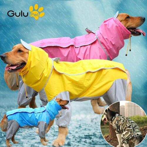 Pet Waterproof Hooded Raincoat Small Large Dog Cat Assorted Colors Rain Jumpsuit Pet Rain Clothes Pet Supplies