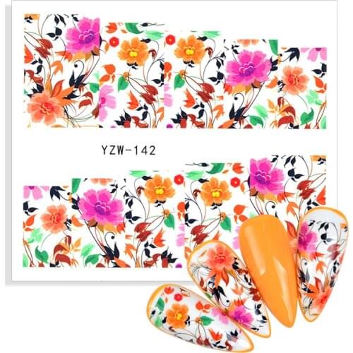 Water Nail Decal And Stickers For Nails Lily Flower Leaf Tree Green Simple Summer DIY Slider For Manicuring Nail Art Watermark