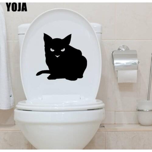 YOJA 23.9*22.5CM Cartoon Cat Toilet Sticker Wall Decal Personality Bedroom Home Decoration T4-0030