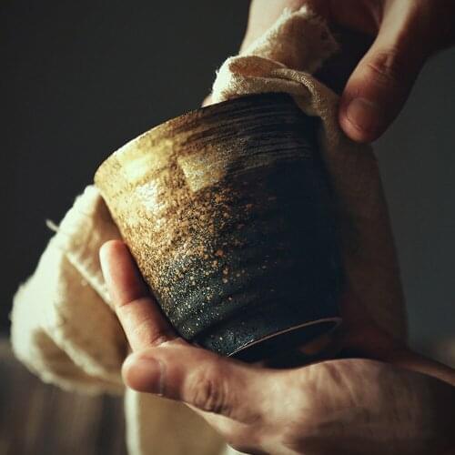 Sunset Japanese Style Handmade Ceramic Retro Tea Cup Handicraft Tea Set Natural Home Decoration Coffee Cup Kitchen Accessories