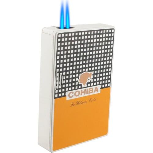 COHIBA Cigar Lighter 2 Torch Jet Flame Refillable Lighter Smoking Tool Accessories Portable Gift