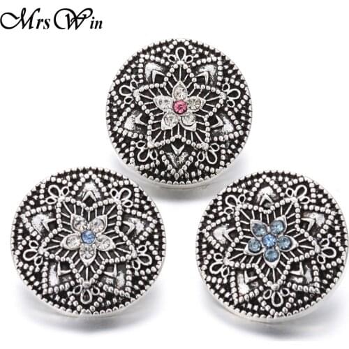 6pcs/lot Crystal Snap Buttons charm Jewelry Rose Flower Buttons for Women fit 18mm/20mm DIY Snap Bracelet Jewelry Making